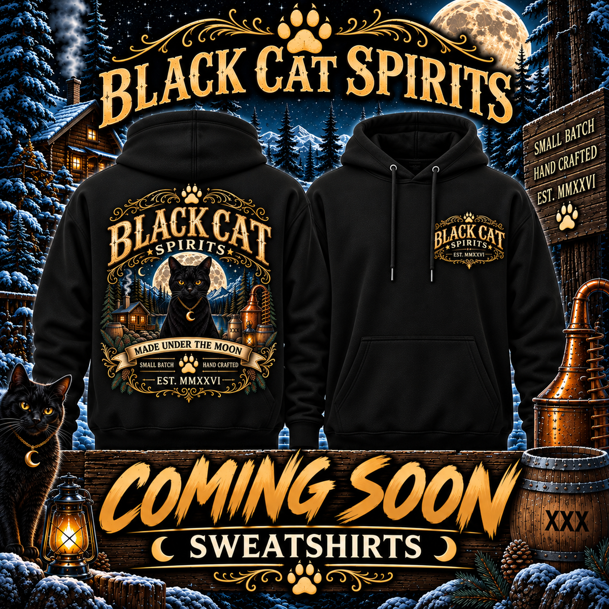 Black Cat Spirits LLC (company logo) Sweatshirts