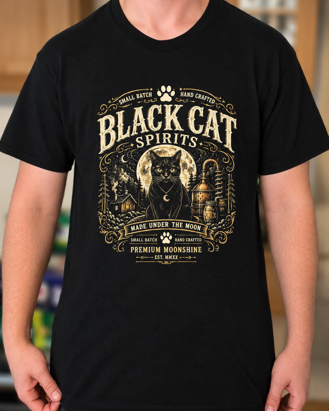 Black Cat spirit LLC (premium moonshine) t-shirt