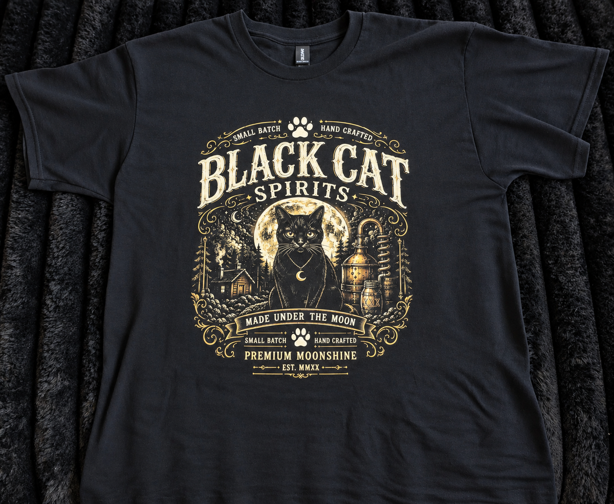 Black Cat spirit LLC (premium moonshine) t-shirt