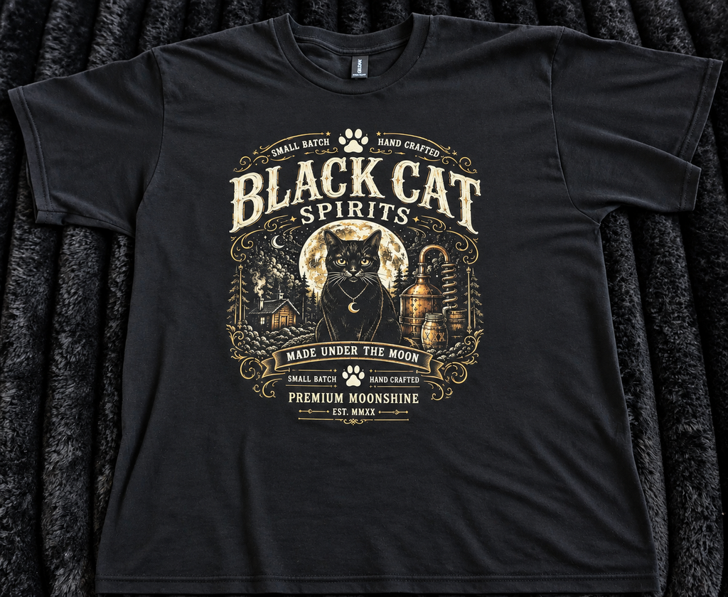 Black Cat spirit LLC (premium moonshine) t-shirt